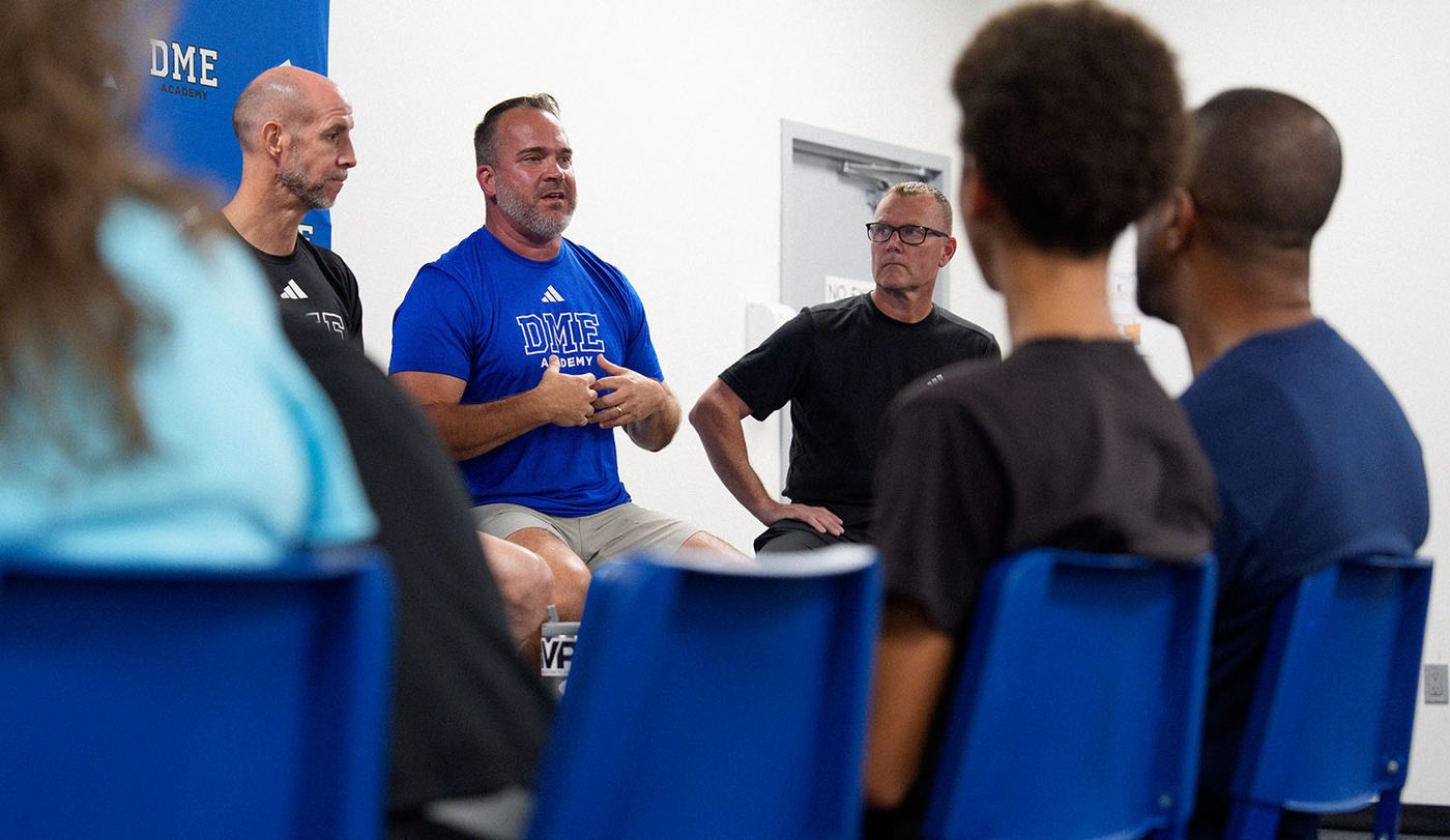 DME Academy staff panel answering questions from prospective student-athletes and their families during Prospect Day